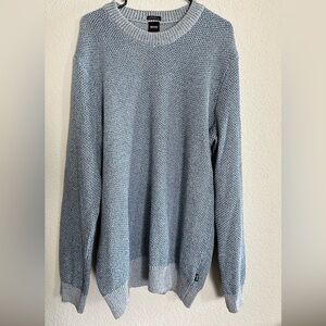 Hugo Boss Light Blue textured waffle-knit Crewneck Sweater